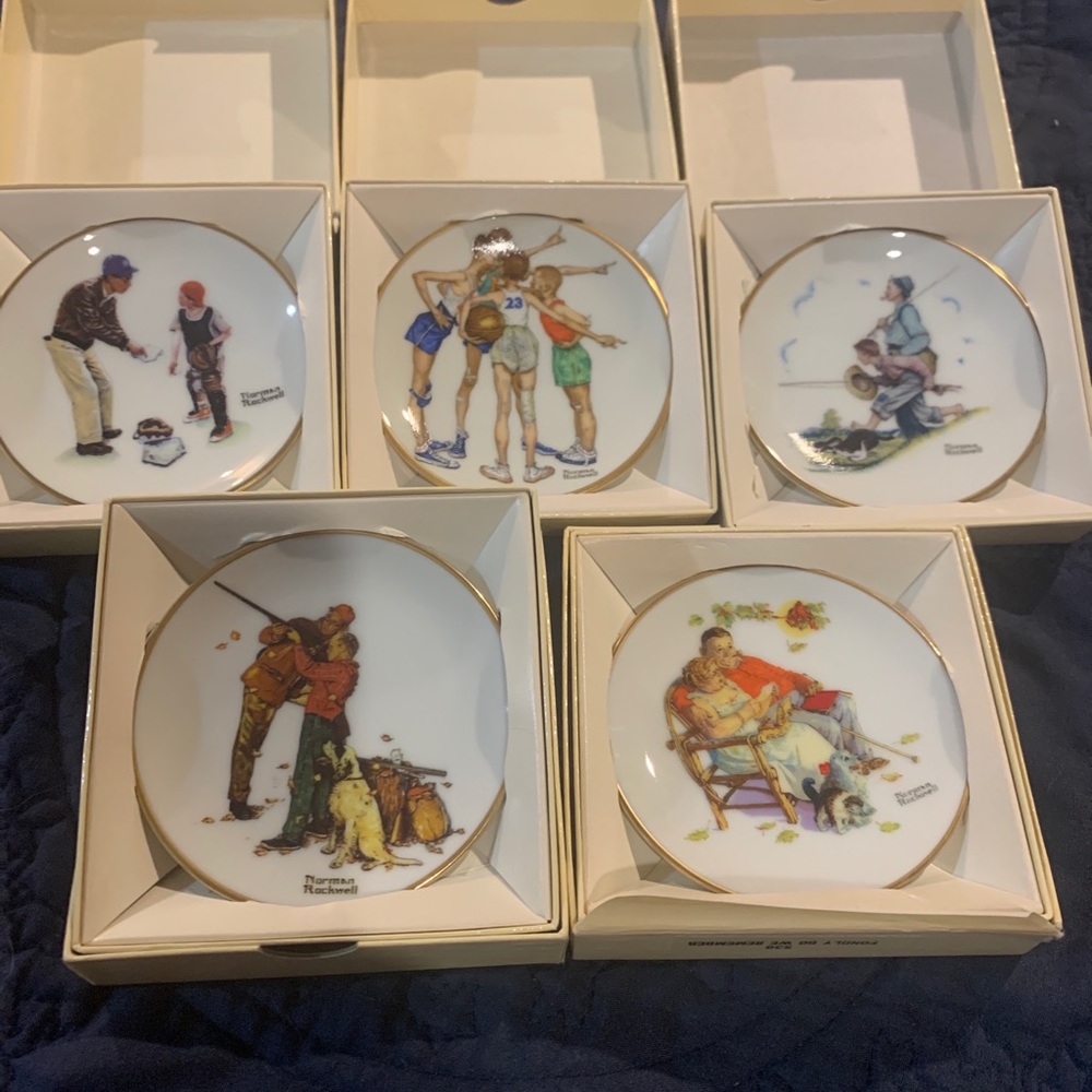 Norman Rockwell Mini Collector Plates Four Seasons 1948 Porcelain 1984 SET-5
